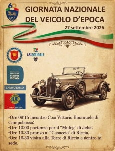 27 settembre 2026 - Giornata Nazionale del veicolo d'epoca